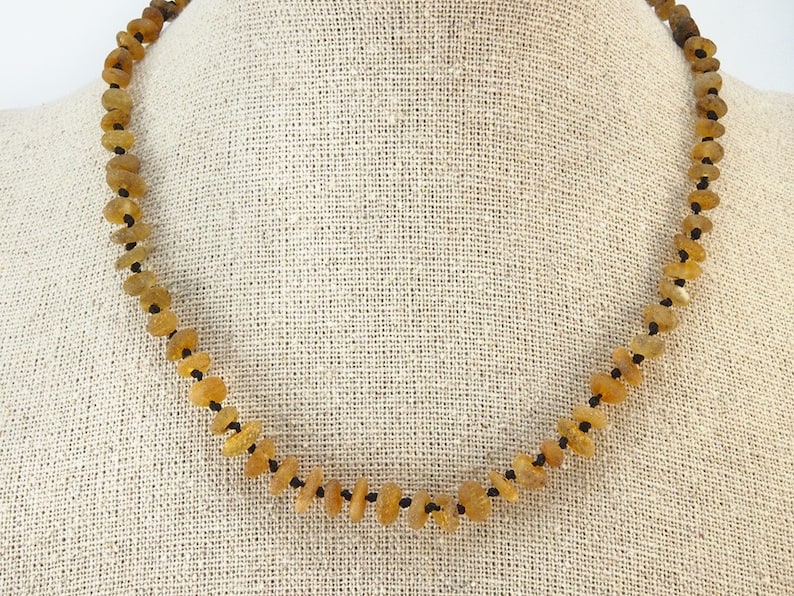 Baltic Amber Necklace Teething Baby Toddler Child Rounded Sides Unpolished Green Beads