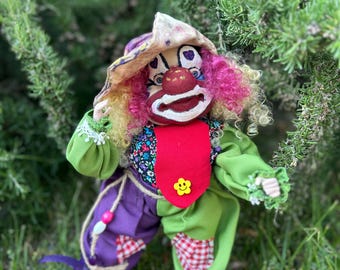 Muñeco de payaso hecho a mano – Decoración de Halloween original, opción 1, 2 o 3