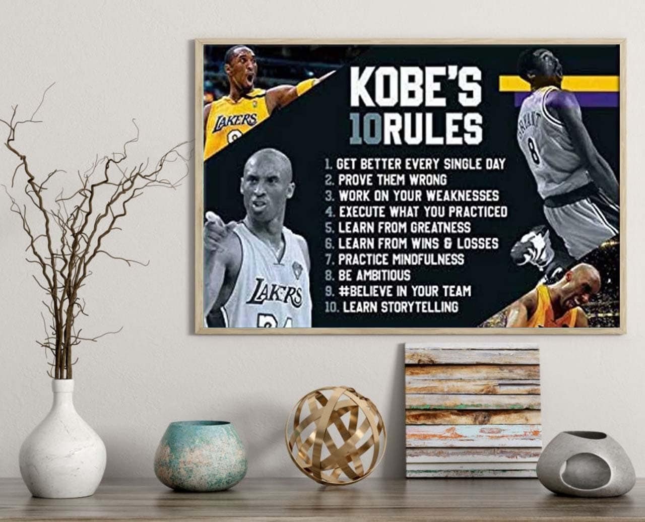 Kobe's 10 Rules Mamba Mentality Wall Art Kobe Bryant Etsy