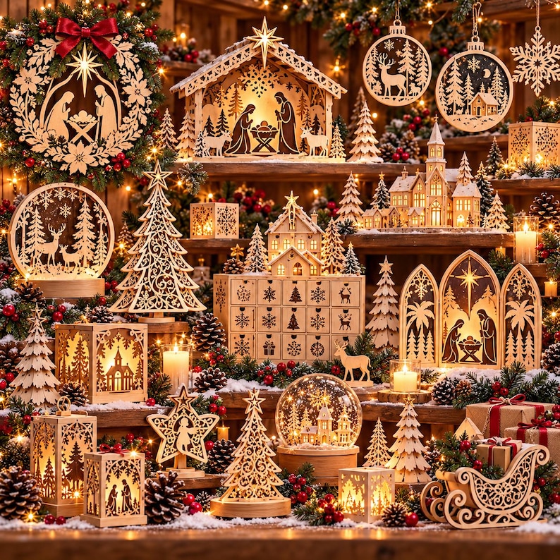550+ Christmas Laser Cut Mega Bundle, Xmas Decor Laser Cut, Christmas ...