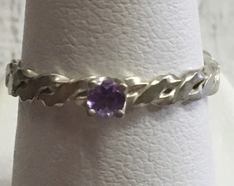 Amethyst Argentium Sterling Silver Ring. Size 5.75