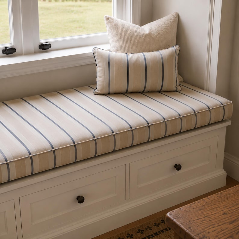 Custom Bench Cushion, Window Seat Cushion, Foam Bench Cushion, Indoor Bench Cushion, Custom Bay Window Cushion afbeelding 4
