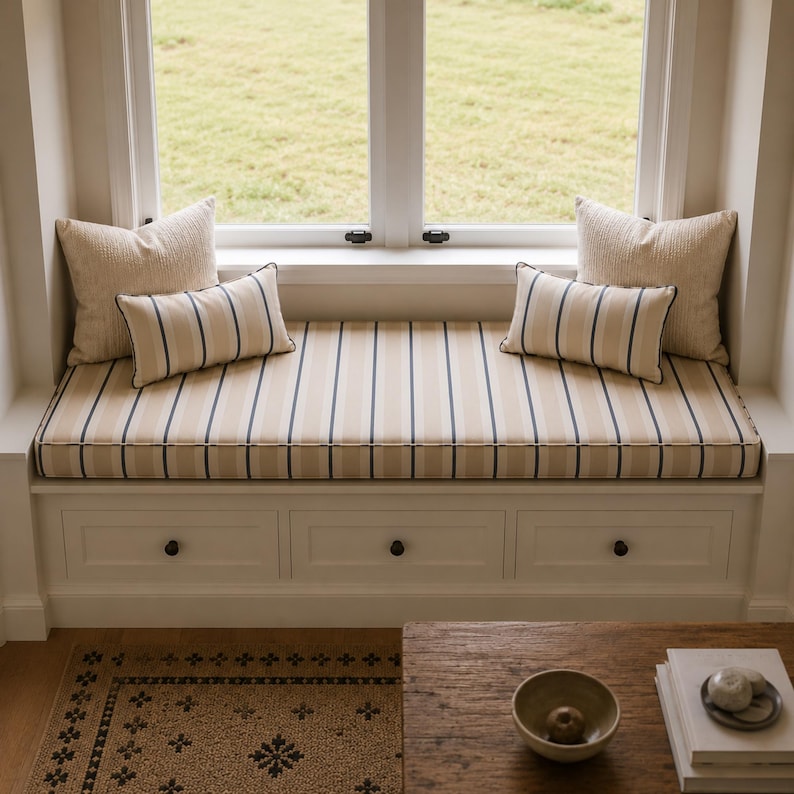 Custom Bench Cushion, Window Seat Cushion, Foam Bench Cushion, Indoor Bench Cushion, Custom Bay Window Cushion afbeelding 2