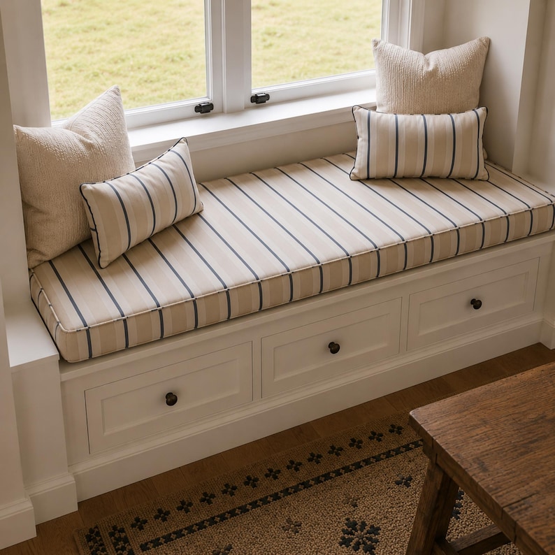 Custom Bench Cushion, Window Seat Cushion, Foam Bench Cushion, Indoor Bench Cushion, Custom Bay Window Cushion afbeelding 3