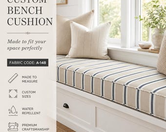 Custom Bench Cushion, Window Seat Cushion, Foam Bench Cushion, Indoor Bench Cushion, Custom Bay Window Cushion
