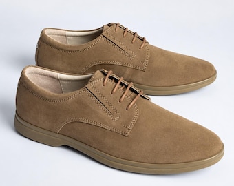Chaussures à lacets en daim de vachette olive pour homme, chaussures élégantes et décontractées