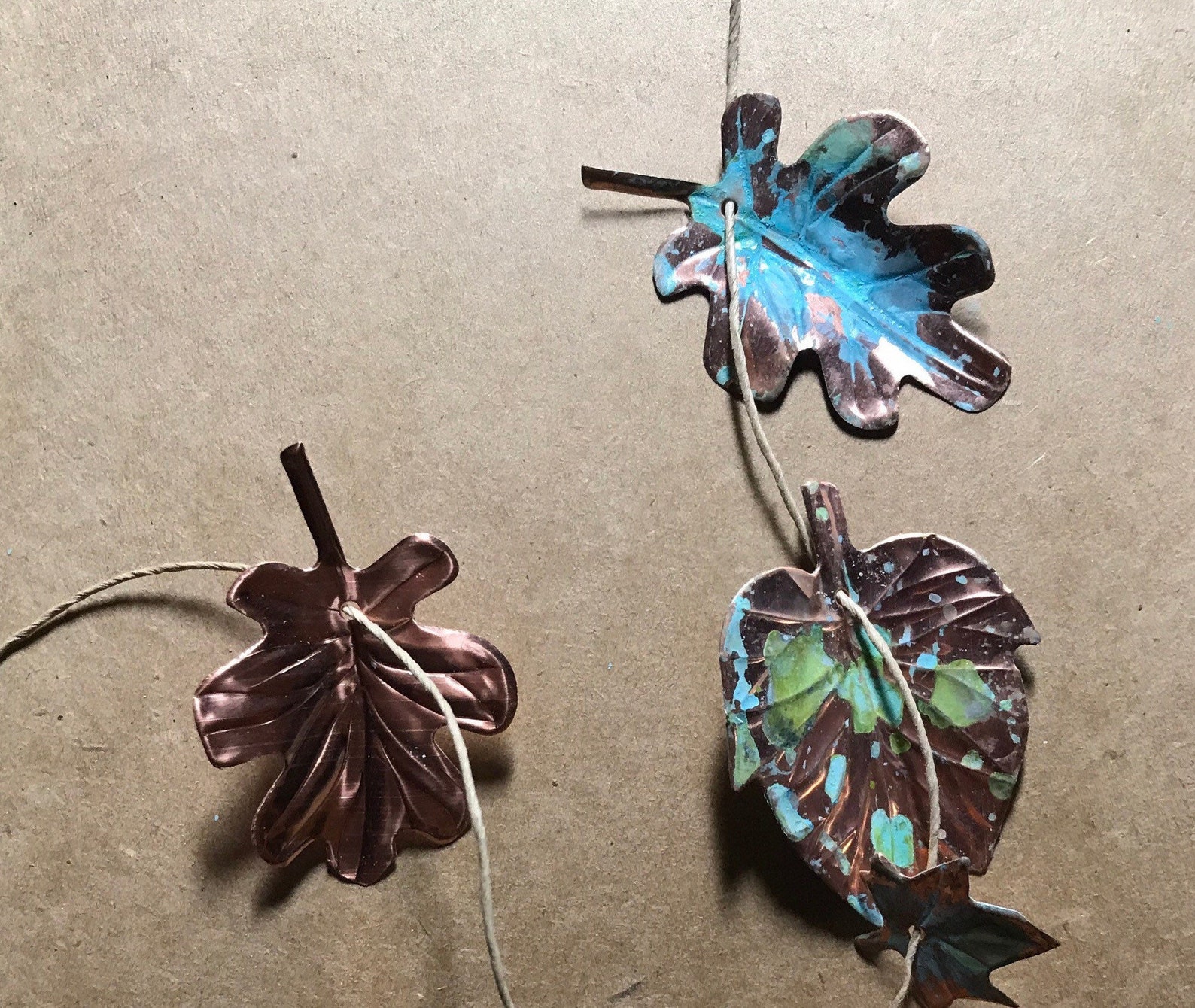 Copper leaves handmade copper leaf set patinaed metal leaf Etsy