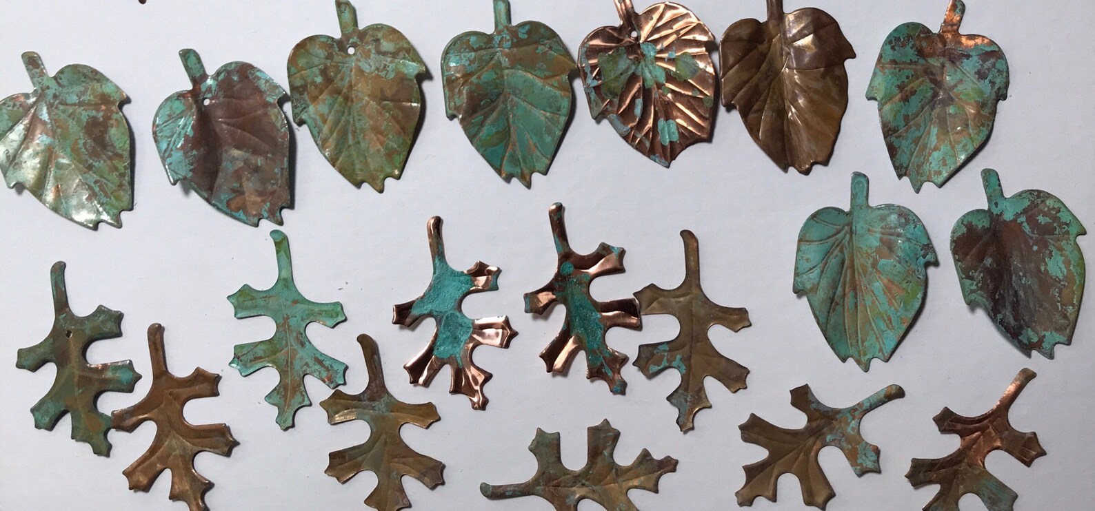 Copper leaves handmade copper leaf set patinaed metal leaf Etsy