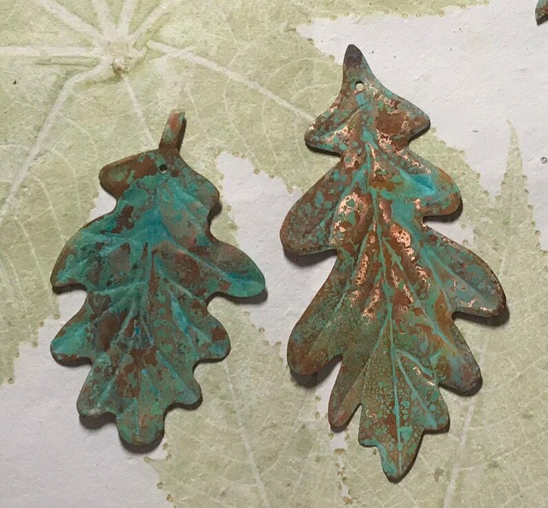 Copper Oak Leaves Handmade Copper Leaf With Patina Copper Etsy