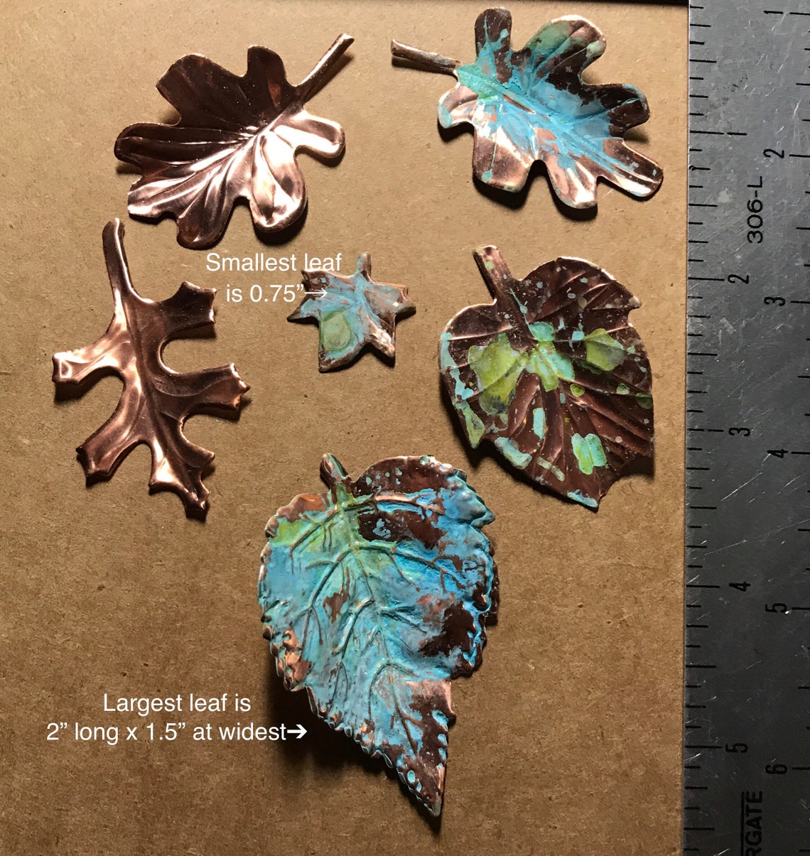 Copper leaves handmade copper leaf set patinaed metal leaf Etsy