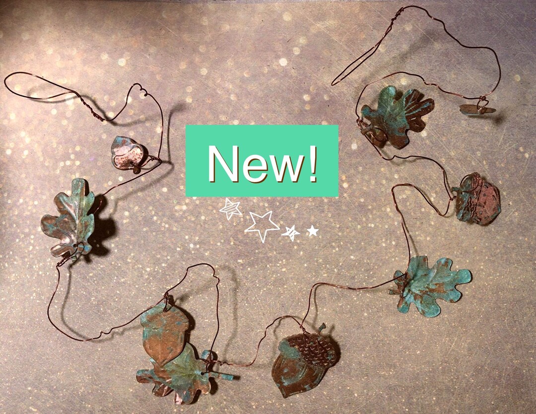 Copper Oak Leaf and Acorn Garland Patinaed Copper Leaf Chain Etsy