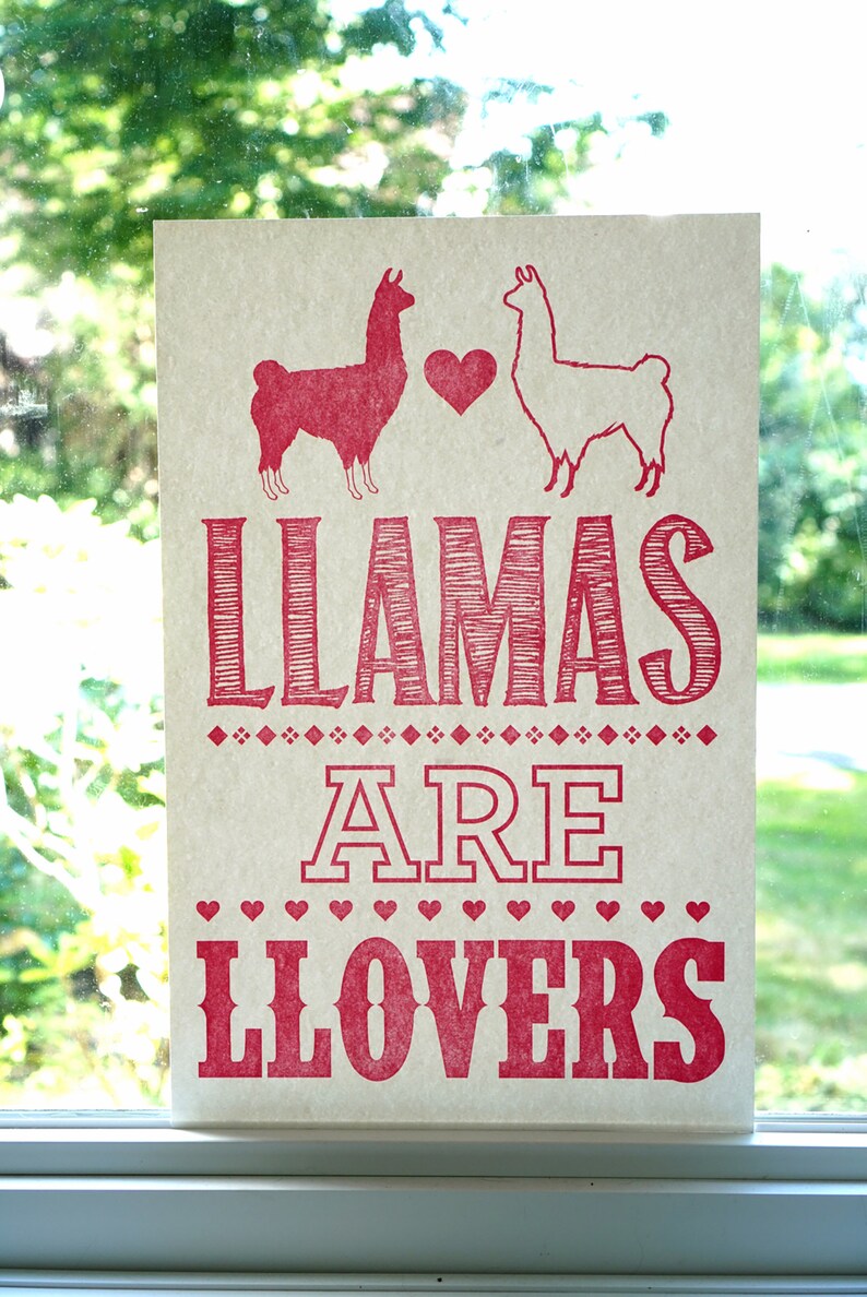 Wall Art Poster Llama Poster Llama Art Print Letterpress | Etsy