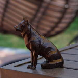 German Shepherd Carving in African Wenge Wood