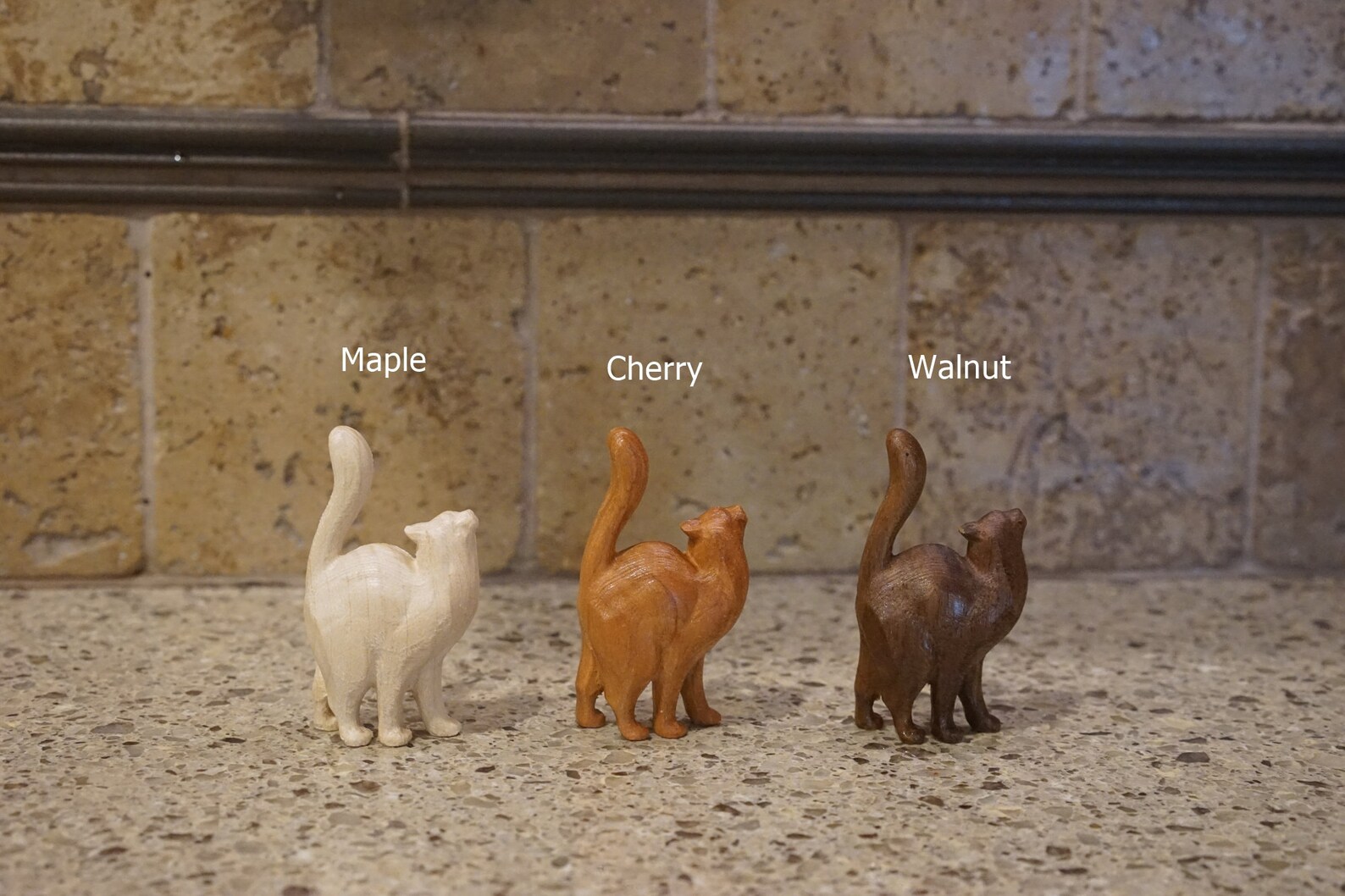 Set of 3 Miniature Wooden Cat Figurines. Frame Huggers. Set Etsy