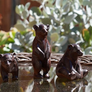 Baby Bear  Statue or figurine. Carved from a solid block of Wenge. pick one of 3.