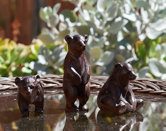 Baby Bear  Statue or figurine. Carved from a solid block of Wenge. pick one of 3.