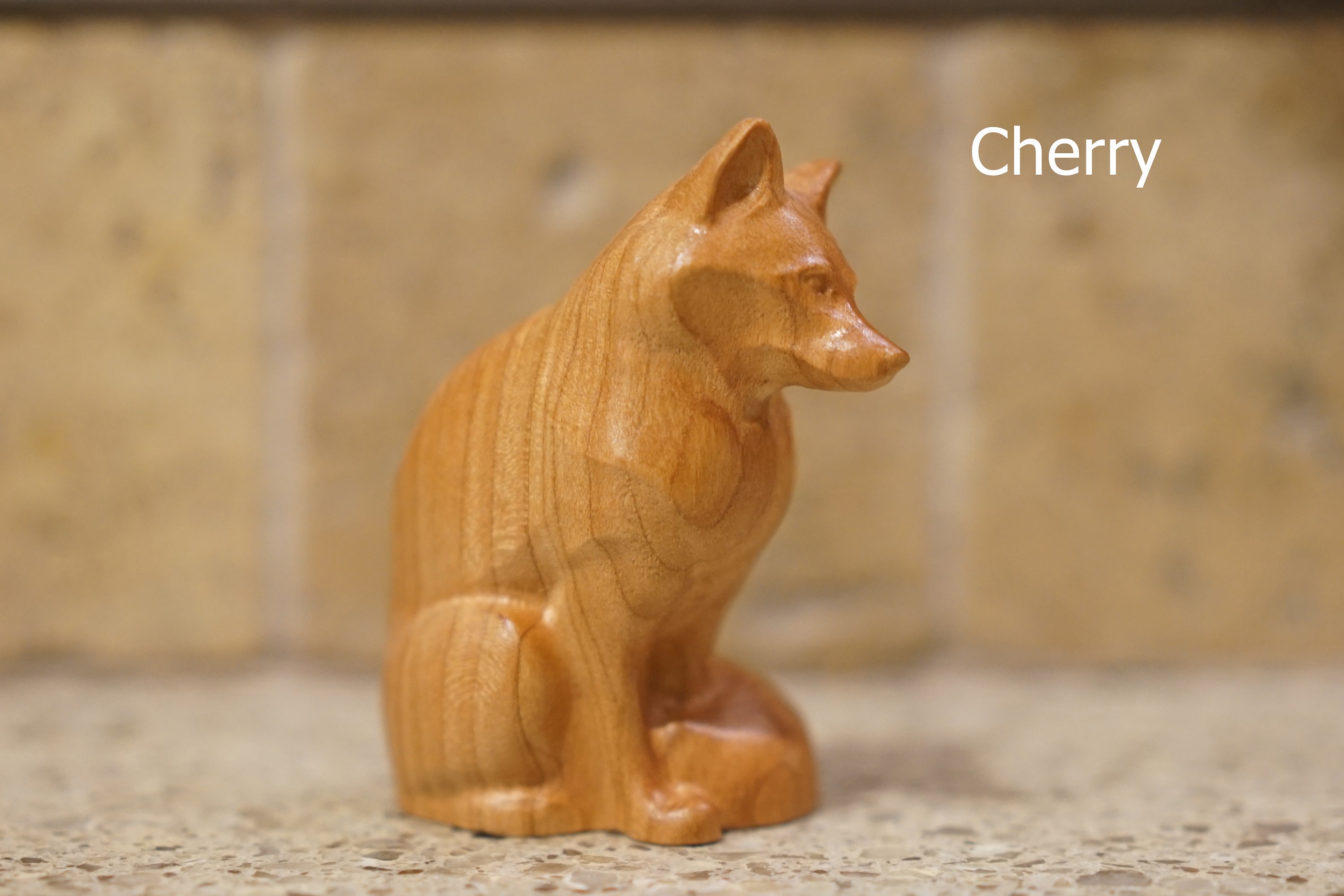 Wooden Fox Figurine. Fox Sculpture. Made of African Mahogany