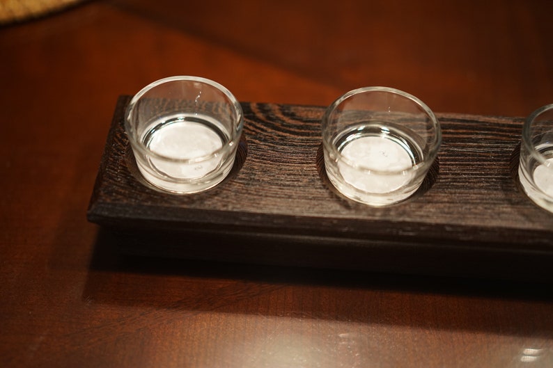Is Reversible Solid Hardwood Long candle holder Holds 7 tea lights Great Mother\u2019s Day gift. With beautiful curved bevels