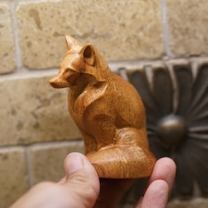 Wooden Fox Figurine. Fox Sculpture. Made of African Mahogany