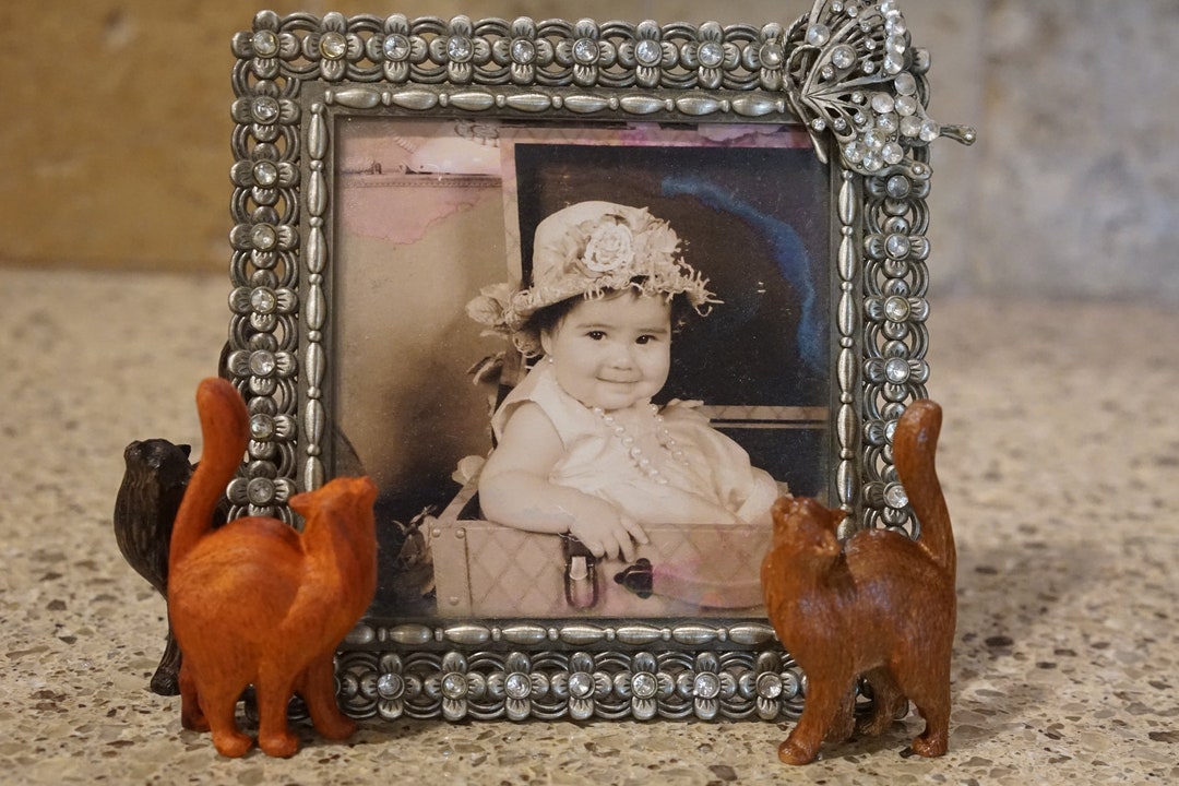 Miniature Wooden Cat Figurines. Frame Huggers. Set These Next to