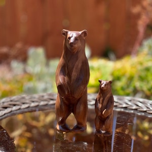 Wooden Bear Statue. Carved from a solid block of Walnut. Standing pose. Available in different sizes. Only 1 bear included with purchase.