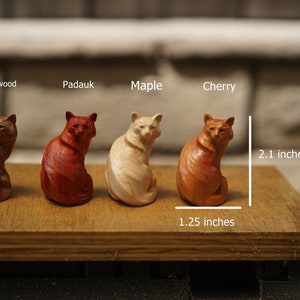Handcrafted Miniature Wooden Cat Figurines: Mix & Match Styles, Species for Unique Decor