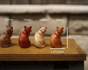 Handcrafted Miniature Wooden Cat Figurines: Mix & Match Styles, Species for Unique Decor