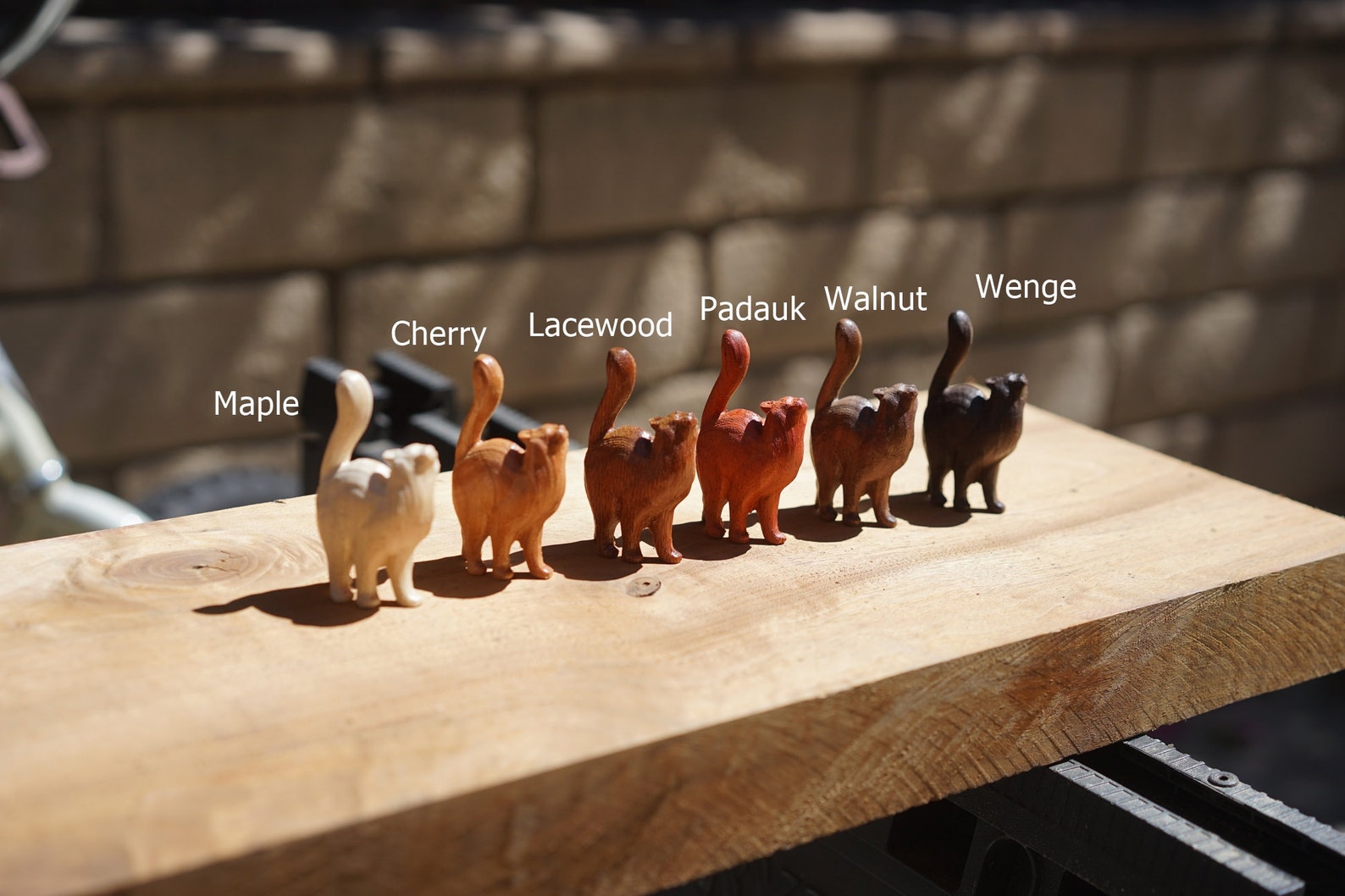 Set of 3 Miniature Wooden Cat Figurines. Frame Huggers. Set Etsy