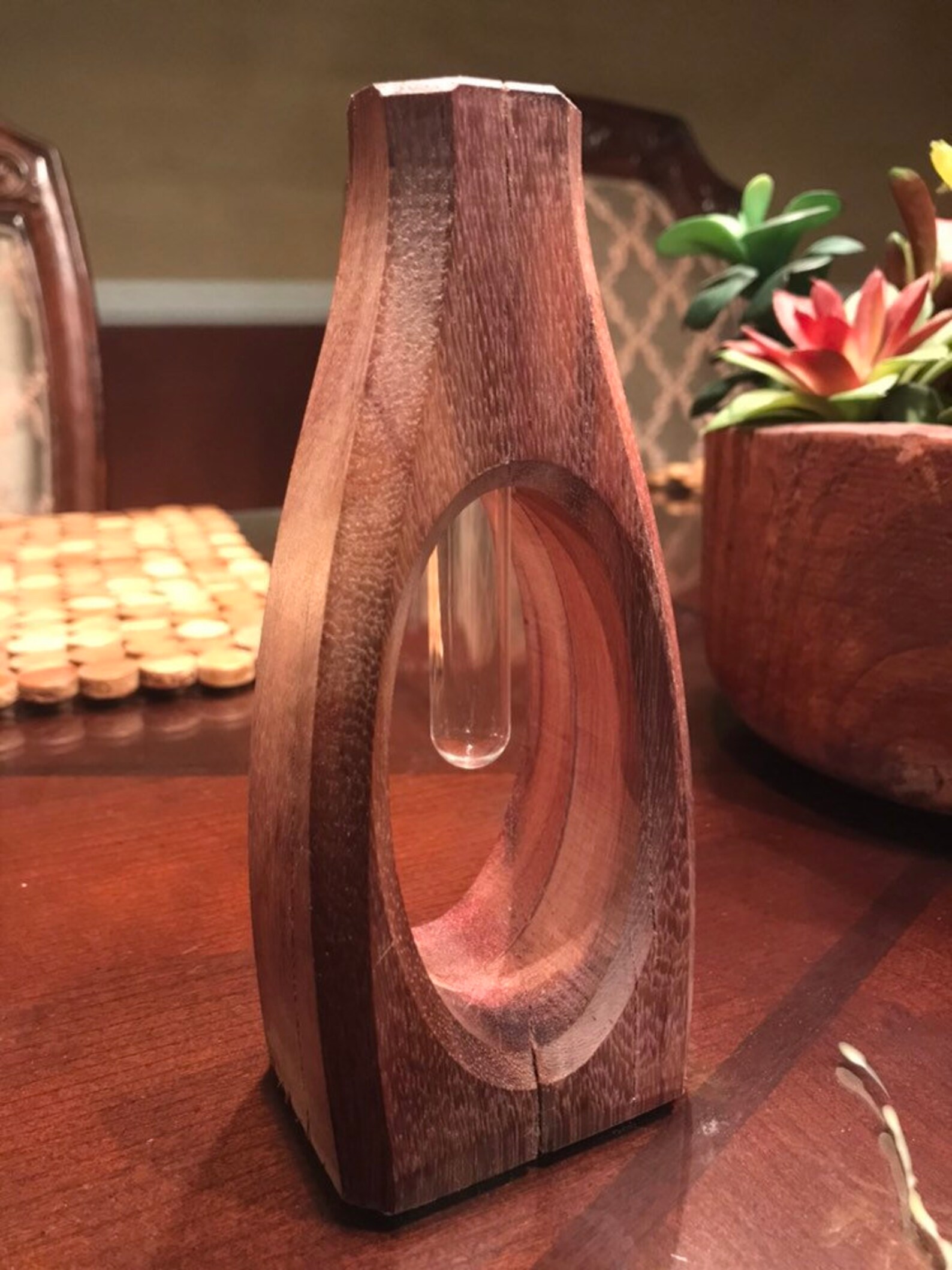 Wooden Flower Vase. Made from Different species of Etsy
