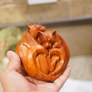 Cat paper weight. Very Beautiful Carved Block of Padauk. Cat sculpture can be used as paper weight. Has Red and Orange tones Naturally.