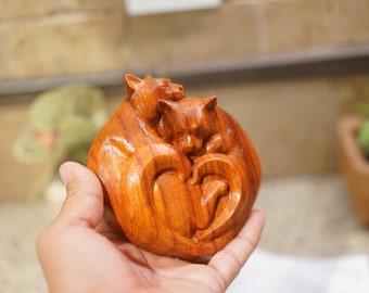 Cat paper weight. Very Beautiful Carved Block of Padauk. Cat sculpture can be used as paper weight. Has Red and Orange tones Naturally.