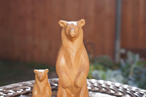 Wooden bear statues sales