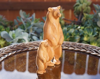 Wooden Bear Statue. Carved from a solid block of Cherry. Standing pose. Available in different sizes. Only 1 bear included with purchase.