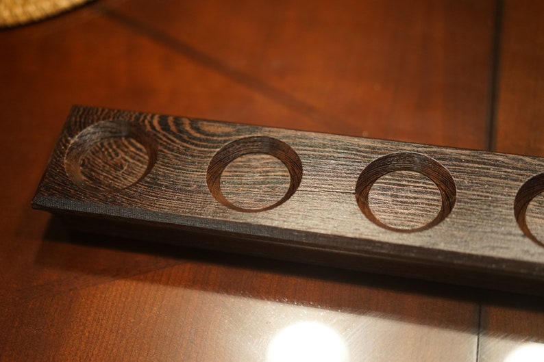 Is Reversible Solid Hardwood Long candle holder Holds 7 tea lights Great Mother\u2019s Day gift. With beautiful curved bevels