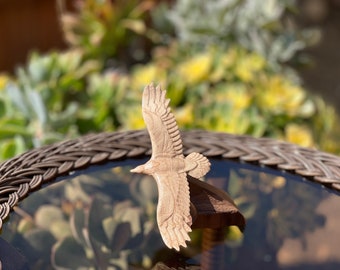 Carved American Eagle on Intricate Hardwood Stand - Available in Maple, Walnut, and Wenge