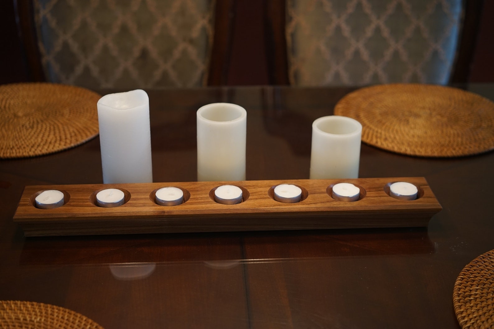 Long Candle Holder. With Beautiful Curved Bevels. Holds 7 Tea Etsy