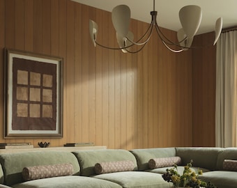 Kroonluchter Brevin uit de jaren 50 (mid-century stijl) | Moderne messing kroonluchter met 6 lampen | Sculpturale plafondlamp voor eetkamer en keuken
