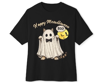 Cat Ghost Halloween T-Shirt | Happy Meowloween Boo Moon Tee