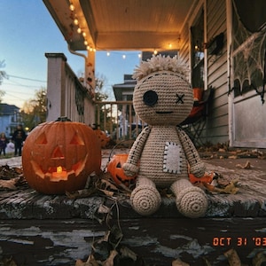 Halloween Ragdoll Crochet Pattern, Spooky Amigurumi Doll, Stitched Patched Doll, Creepy Cute Plush, Beginner Amigurumi, Halloween Gift Doll