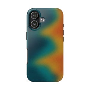 Abstract Gradient Wave Tough Phone Case | Teal Orange Ombre