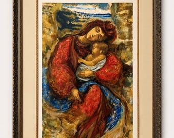 Mother & Child Signed and Numbered Serigraph by Peter Nixon