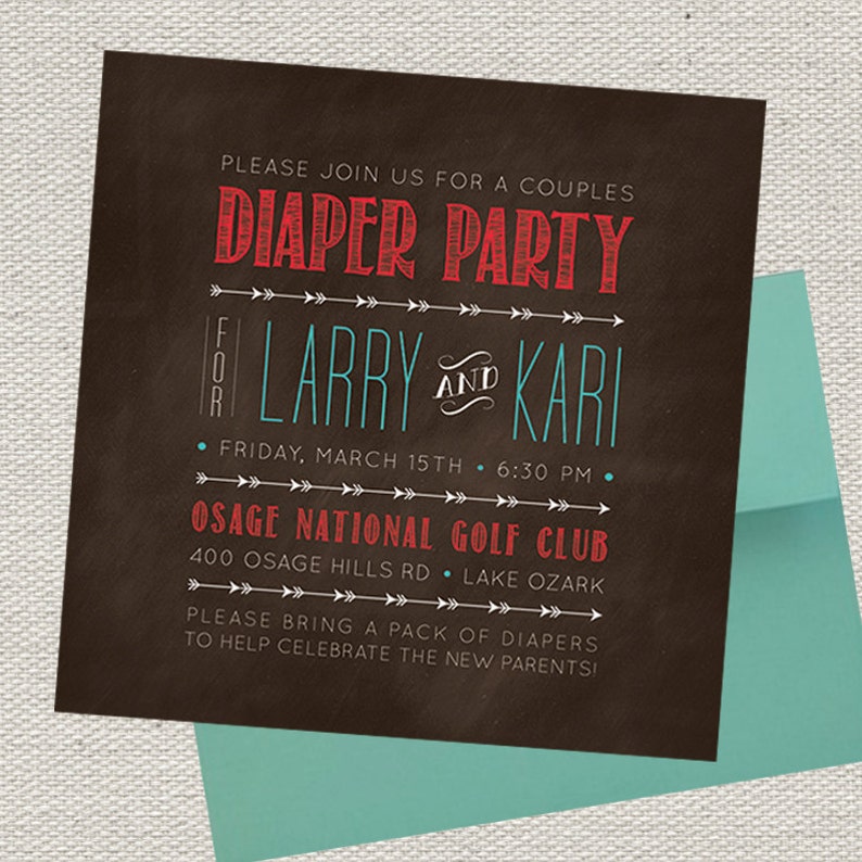 5x5 Rustic Arrows Couples Diaper Party Invitation // Etsy