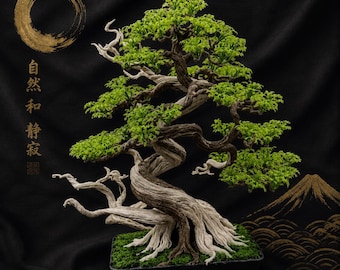 Bonsái artificial hecho a mano – Escultura de bonsái en miniatura de estilo zen japonés, decoración para el hogar estilo wabi-sabi, decoración de escritorio, regalo único