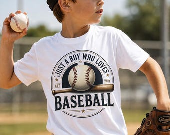 Just a Boy Who Loves Baseball T-Shirt | Baseball Graphic Tee