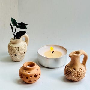 Set of 3 Miniature Ceramic Pots - Handmade Tiny Pottery Decor - Tiny Ceramic Vase - Collectible Ceramic Pieces