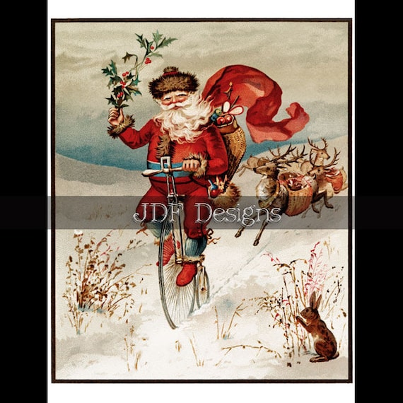 Santa Claus on Bicycle