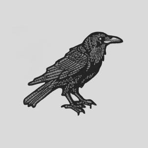 Raven Embroidered Patch: Gothic Crow Applique for Jackets, Backpacks, Hats – Punk Rock Style Badge