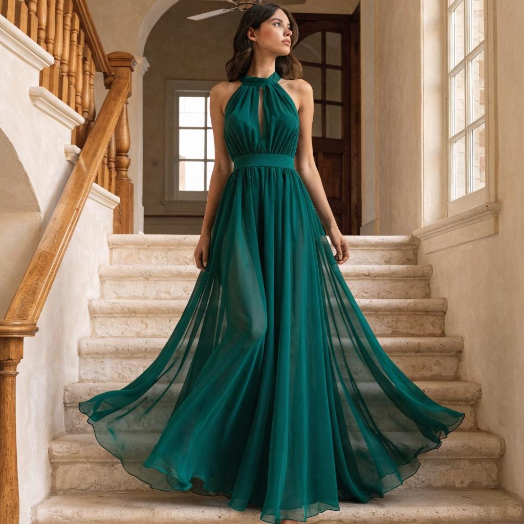 Emerald Green Halter Dress