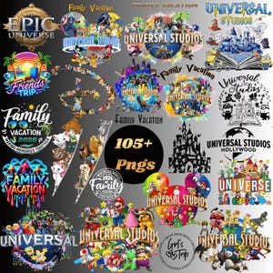 Universal Studios 2026 Trip PNG Bundle: Family Vacation Designs (Digital Download)