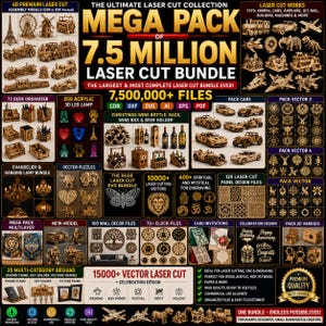CNC-Fräsdateien-Bundle 7,5 Millionen – Mega-CNC-Designpaket für Laser- und Fräsmaschinen, DFS-, SSG-, AI- und EPS-Dateien, CNC-Muster in verschiedenen Kategorien